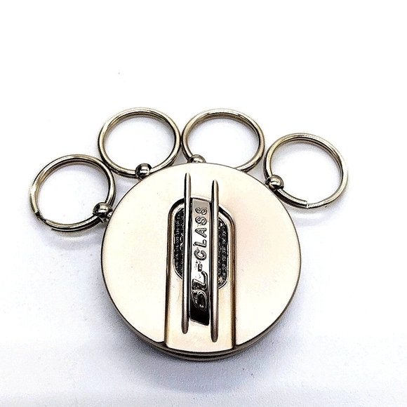 NIB Authentic Mercedes Benz Vintage Keychain Wheel Valet Fob SL Class in Nickel - Picture 3 of 7